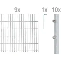 GAH Alberts Alberts Doppelstabmattenzaun als Zaun-Komplettset (20 tlg.) feuerverzinkt Höhe 2,43 m Länge 22,5 m