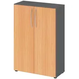 bümö Aktenschrank, Graphit, Buche, Nachbildung,Buche, 2 Fächer, Rechteckig, 80x114.4x35 cm, FSC Mix, Arbeitszimmer, Aktenschränke