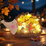 Herbstdeko Holz Beleuchtung, 3D Herbst Dekoration Holz Ahornblatt Kürbis Deko Mit LED Lichterkette, Herbst Deko Innen Lampe Für Schlafzimmer Wohnzimmer Tisch Deko, Geschenk Für Erntedank (Lgel)
