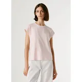 Pepe Jeans T-Shirt "BLOOM", Damen, Gr. M, pale pink, Single Jersey, Obermaterial: 100% Baumwolle, bedruckt, unifarben, slim fit Rundhals, abgesteppte Kante, Shirts T-Shirt, im Slim Fit, Rundhals