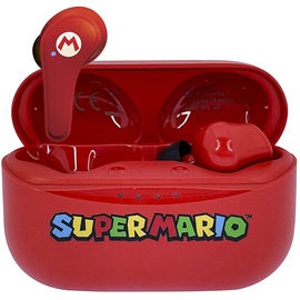 OTL Technologies Super Mario Kopfhörer, kabellos, Bluetooth V5.3, mit Ladebox, Rot