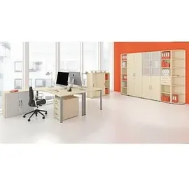 Geramöbel Flex Schreibtisch ahorn L-Form, C-Fuß-Gestell silber 216,6 x 113,0 cm