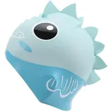 DEWIN Kinder Schwimmen Kappe, Dinosaurier Hai Prämie Weich Silikon gedruckt Badekappen, Jungen und Mädchen Elastische Badehaube für langes und kurzes Haar - Blau