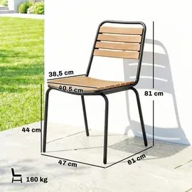 Outsunny Gartenstuhl 2er Set 47 x 61 x 81 cm beige wetterfest/stapelbar