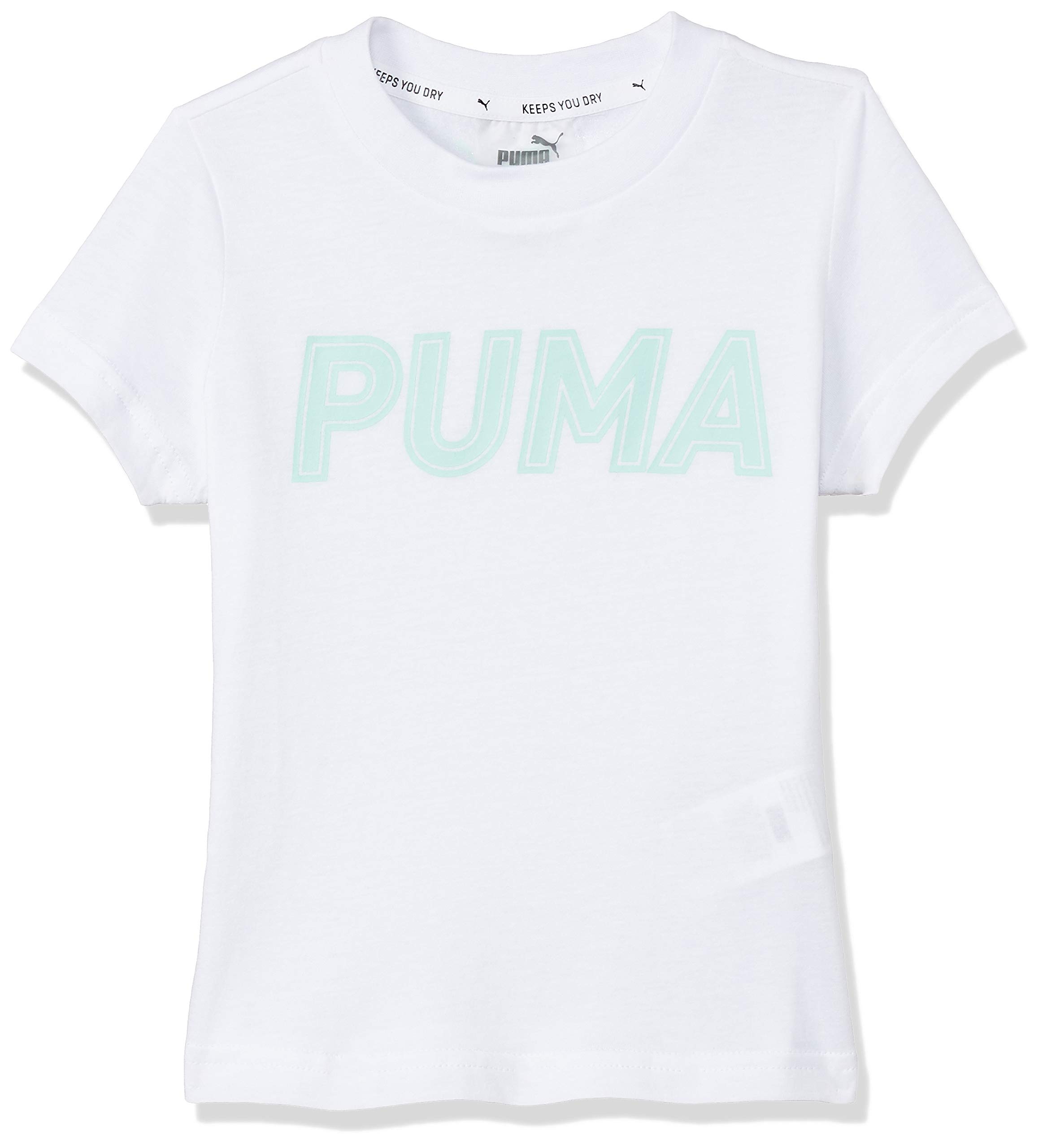PUMA Mädchen Modern Sports Logo Tee G Kurzärmeliges T-Shirt, weiß, 38