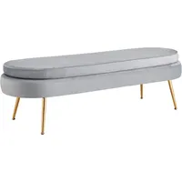 SalesFever Sitzpouf, oval lang aus Samt Hellgrau 397275