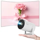 HIPPUS Mini Beamer 4K Projektor, Android Heimkino Projector Full HD 1080P, 270° Dreh Proyector Klein Kurzdistanz Heimprojektor Handy für Schlafzimmer, Tische, Decken, Weiß