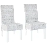 vidaXL Esszimmerstuhl Kubu Rattan hellbraun 2er Set