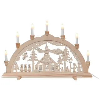 Dekohelden24 7-flammiger Schwibbogen, Motiv: Seiffen, L/B/H ca. 58 x 4 x 38 cm.