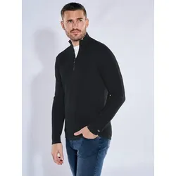 emilio adani Herren Pullover aus Merinowolle schwarz regular uni Zipper - M