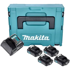 Makita Power Source Kit 4x BL 1021 B Akku 12 V max. 2,0 Ah CXT ( 4x 197396-9 + DC 10 SB Ladegerät ( 197363-4 ) + Makpac