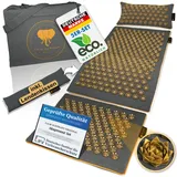 CALM ELEPHANT ORIGINAL® Akupressurmatte mit Kissen XXL Set GENUINE 5-teilig, Massagematte Rücken, Verspannungen lösen, Akupunktur Matte, Kissen mit Wärmefunktion, Lendenkissen, Fußmatte & Tasche, grau