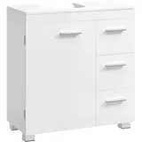 VASAGLE Waschbeckenunterschrank, Badezimmerschrank, 3 große Schubladen, 30 x 60 x 64 cm, Badschrank, 2 Fächer hinter der Tür, Badezimmer-Unterschrank mit Füßen, wolkenweiß