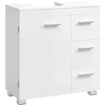 VASAGLE Waschbeckenunterschrank, Badezimmerschrank, 3 große Schubladen, 30 x 60 x 64 cm, Badschrank, 2 Fächer hinter der Tür, Badezimmer-Unterschrank mit Füßen, wolkenweiß