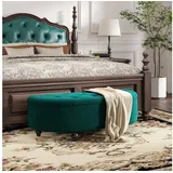 Homcom Sitzbank mit Stauraum Polsterbank mit Samtoptik, Geöffnetem Deckel Sitztruhe mit Holzbeine, Truhenbank für Wohnzimmer Flur Schlafzimmer 120 x 46 x 42 cm, Esszimmer, Bänke, Sitzbänke