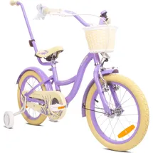 SUN BABY Mädchenfahrrad 16 Zoll Glocke Zusatzräder Schubstange Flower Bike lavendel - Violett