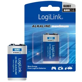 Logilink 6LR61B1 - Alkaline Batterie 9-V-Block, 1er-Pack