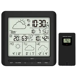 Infactory WLAN-Funk-Wetterstation mit Außensensor, LCD-Display, Wettertrend, App