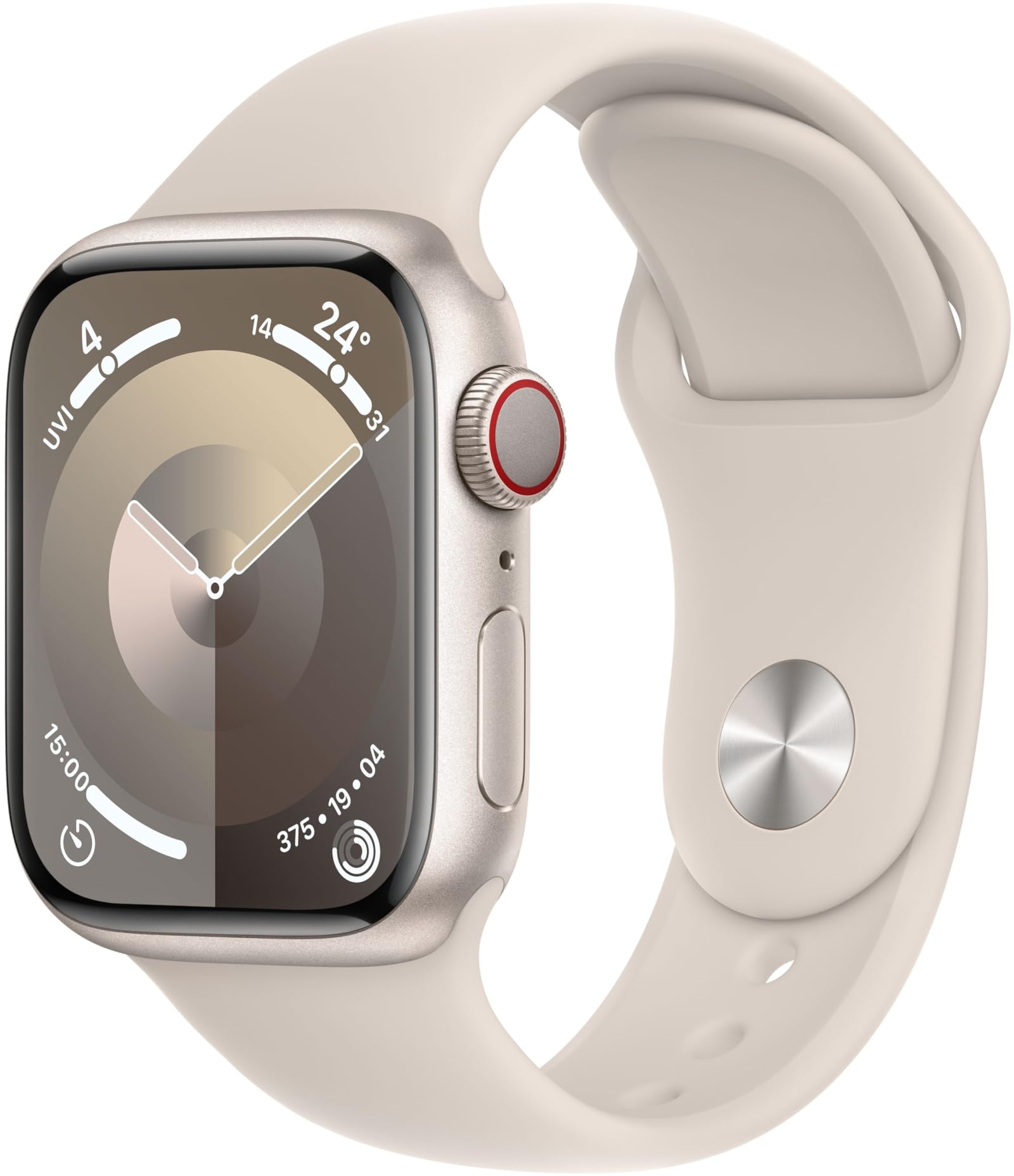 Apple Watch Series 9 [GPS + Cellular, inkl. Sportarmband S/M polarstern] 41mm Aluminiumgehäuse polarstern (Neu differenzbesteuert)