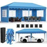 Liferun Pavillon 3x6 Faltpavillon Mit 4 Seitenteilen, Wasserdicht Partyzelt 420d Oxford Verdicken, Uv-schutz 50+ Gartenpavillon, Gartenzelt Inkl. Tragetasche, Pavillons Für Garten Party Hochzeit, Blau