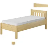 Erst-Holz Hohes Holzbett 90x200 Kiefer natur Seniorenbett Einzelbett Zubehör wählbar V-60.55-09 Rollrost und Matratze inkl.