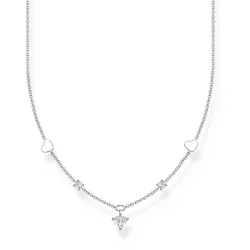 Halskette mit Herzen und weißen Steinchen - 925er Sterlingsilber