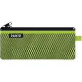 Leitz WOW Mäppchen mit 2 Fächern, Leichtläufiger Reißverschluss, Abwaschbar, Ideales Nylon-Stifteetui, Größe M, 21 x 8,5 cm, Grün,