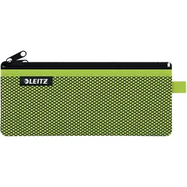 Leitz WOW Mäppchen mit 2 Fächern, Leichtläufiger Reißverschluss, Abwaschbar, Ideales Nylon-Stifteetui, Größe M, 21 x 8,5 cm, Grün,
