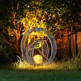 Solarlampe orientalische Kugel Dekoleuchte Garten Solar Solarlampe Metall für Außen, Crackle Glas, Erdspieß, 1x LED 0,06W warmweiß, LxBxH 30x20x42 cm