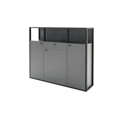 Highboard ¦ grau ¦ Maße (cm): B: 145 H: 121 T: 37