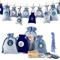 Adventskalender Stoffsäckchen zum Befüllen Weihnachtskalender Filzsäckchen zu...