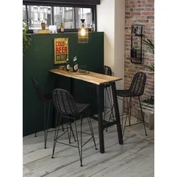 SIT Möbel Stehtisch aus Akazie mit echter Baumkante, antikschwarzes Gestellt|B124,5 x T51 x H112cm|07107-68|Serie TISCHE & BÄNKE