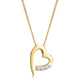 Elli DIAMONDS Halskette Damen Herz Anhänger mit Diamanten (0.04 ct.) in 585 Gelbgold