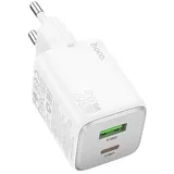 Netz-Ladegerät Ladeadapter 2 Anschlüsse USB-A, USB-C 20 W GaN-Schnellladegerät Weiß