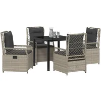 vidaXL Garten Essgruppe 5 pcs Hellgrau Poly-Rattan