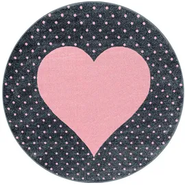 Ayyildiz Kinderteppich »Bambi 830«, rund, Herz Motiv, Kurzflor, pink