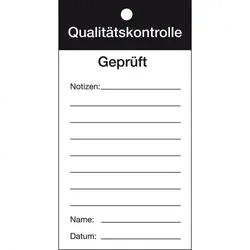 Qualitätsanhänger Qualitätskontrolle-Geprüft, Karton, 80x150mm, 50/VE