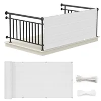 Balkon Sichtschutz Ohne Bohren 65 x 150 cm Blickdichte Windschutz Privatsphäre Schattierungsnetz inkl Befestigungsseile mit Ösen, Kabelbinder Sichtschutz für Balkon, Weiß