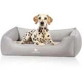 Knuffelwuff orthopädisches Hundebett Oliver, XL - Grau | Easy Clean Wildlederoptik | Memory Foam | wasserabweisend waschbar | gelenkschonend robust für kleine bis große Hunde
