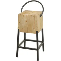 Barhocker MCW-L76, Barstuhl Tresenhocker, Industrial Metall Massiv-Holz MVG-zertifiziert, natur