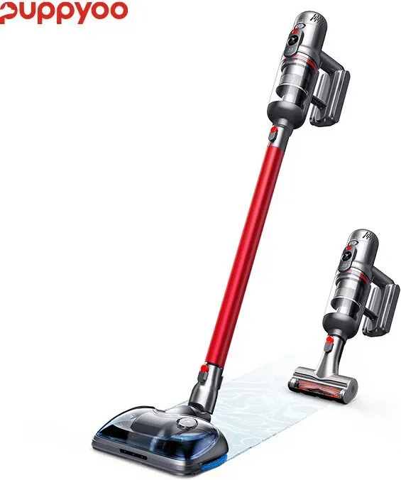 PUPPYOO T12 Pro Rinse Handstaubsauger für den Haushalt, 585 W, 185 AW, Akkulaufzeit: 70 Min.-Auto-12 Min.