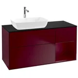 Villeroy & Boch Finion Waschtischunterschrank G812HBHB 120cm, Abdeckplatte black matt, Emotion, Regale Peony matt lacquer, Peony Matt