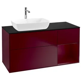 Villeroy & Boch Finion Waschtischunterschrank G812HBHB 120cm, Abdeckplatte black matt, Emotion, Regale Peony matt lacquer, Peony Matt