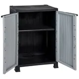 Kreher Mehrzweckschrank 'MADERA' im Rattan Design mit 1 Einlegeboden (Schwarz/Grau) Rattan Design, Pflegeleichtes Material, Langlebig, UV-beständig