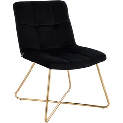 SVITA LYNN Loungesessel Cocktailsessel Clubsessel Polsterstuhl ohne Armlehnen Goldene Beine Samt-Polster Schwarz