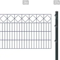 Arvotec Doppelstabmattenzaun »ESSENTIAL 80 zum Einbetonieren "Karo" mit Zierleiste«, Zaunhöhe 80 cm, Zaunlänge 2 - 60 m 57081910-0 anthrazit H/L: 80 cm x 52 m