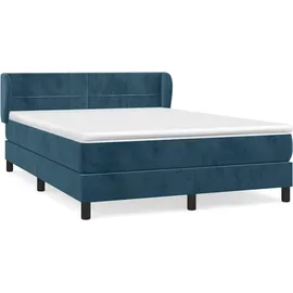 vidaXL Boxspringbett mit Matratze Dunkelblau 140x200 cm Samt