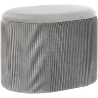 Beliani Pouf mit Stauraum Stoff 55 x 41 x 35 cm Hellgrau