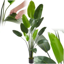 tectake® Künstlicher Paradiesvogelbaum, verschiedene Größen, mit großen, umweltfreundlichen PEVA-Blättern, stabiler Kunststoff-Blumentopf