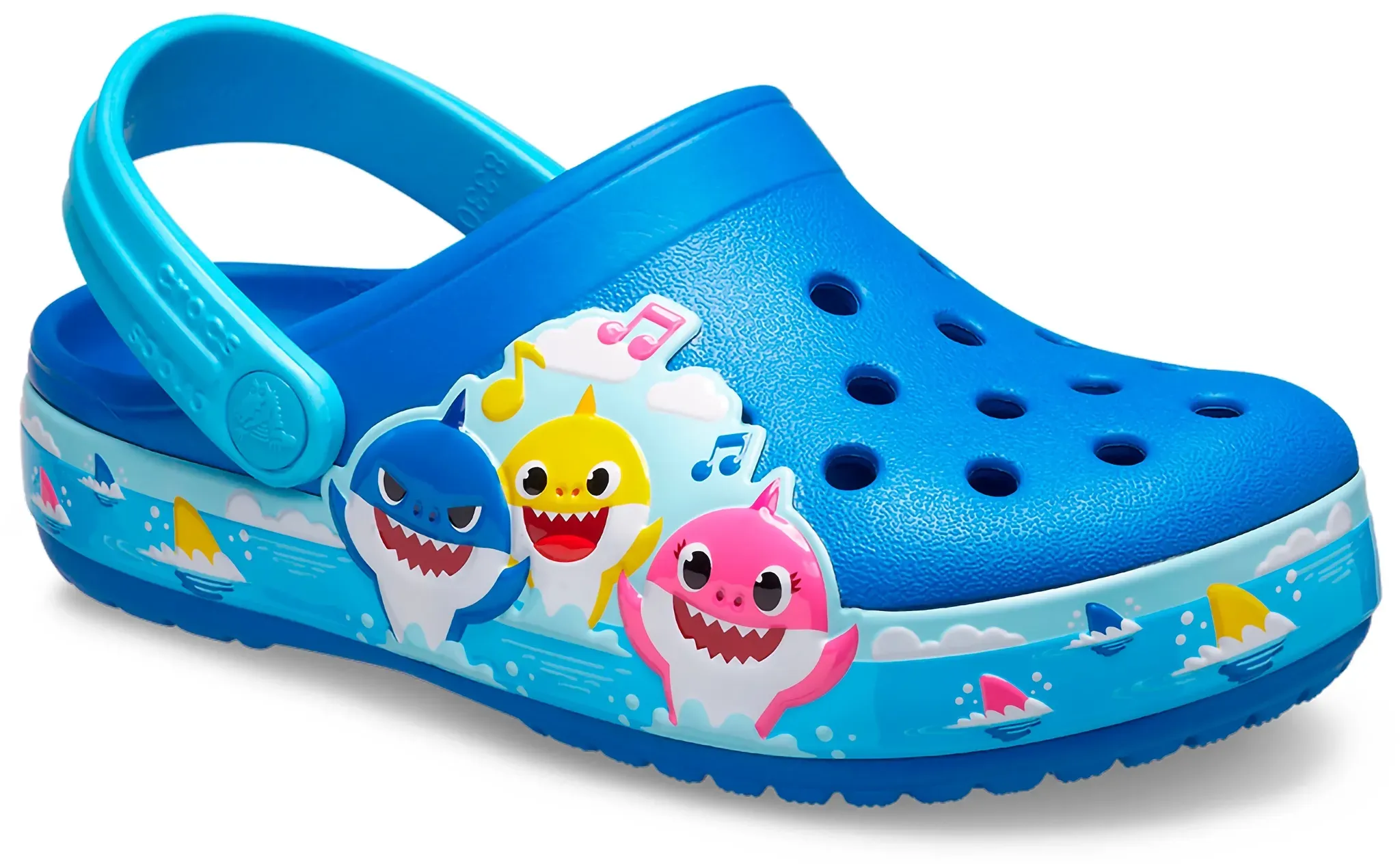 Clog »Baby Shark«, Kinderschuh, Sommerschuh, Badeschuh mit schwenkbarem Fersenriemen, Gr. 19, blau multifarben, , 62721241-19